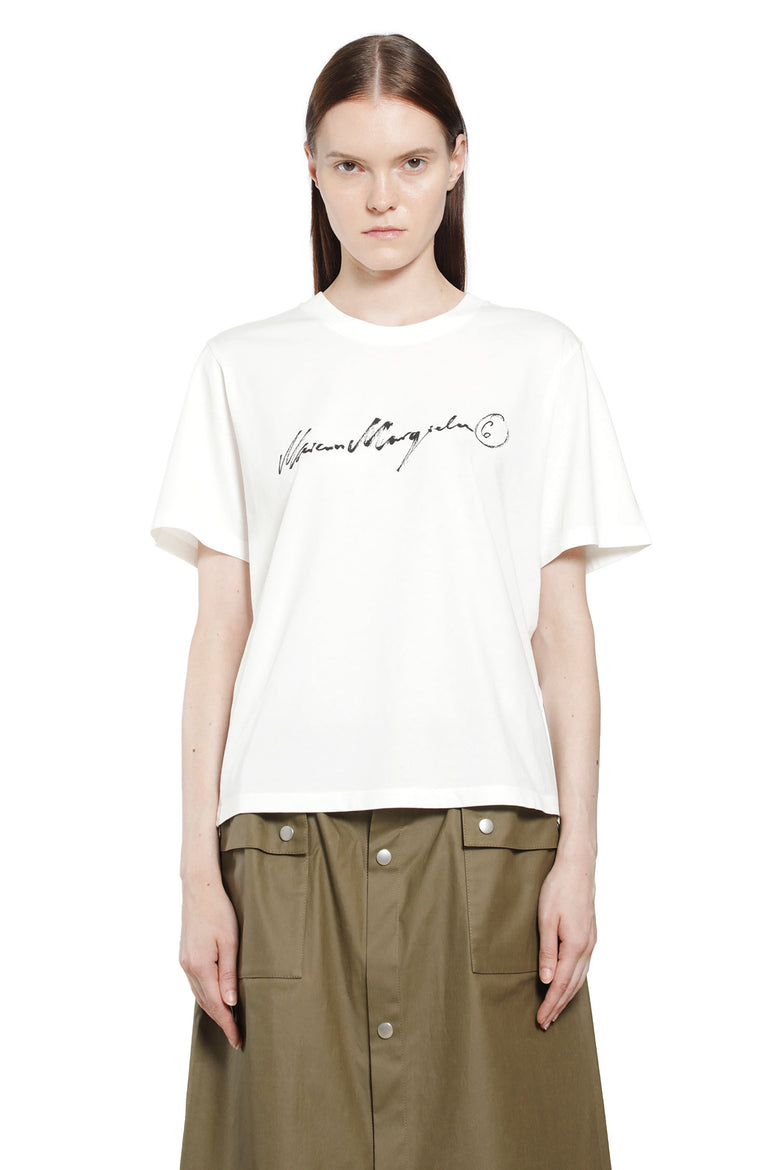 
              MM6 MAISON MARGIELA Overdyed Handwritten Logo T-Shirt woman
            