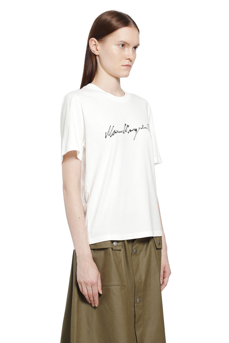 
              MM6 MAISON MARGIELA Overdyed Handwritten Logo T-Shirt woman
            