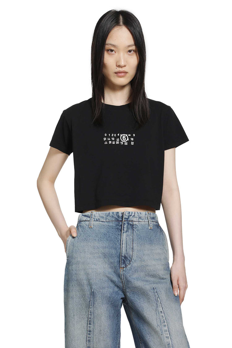 MM6 MAISON MARGIELA Signature Numeric Cropped T-Shirt woman