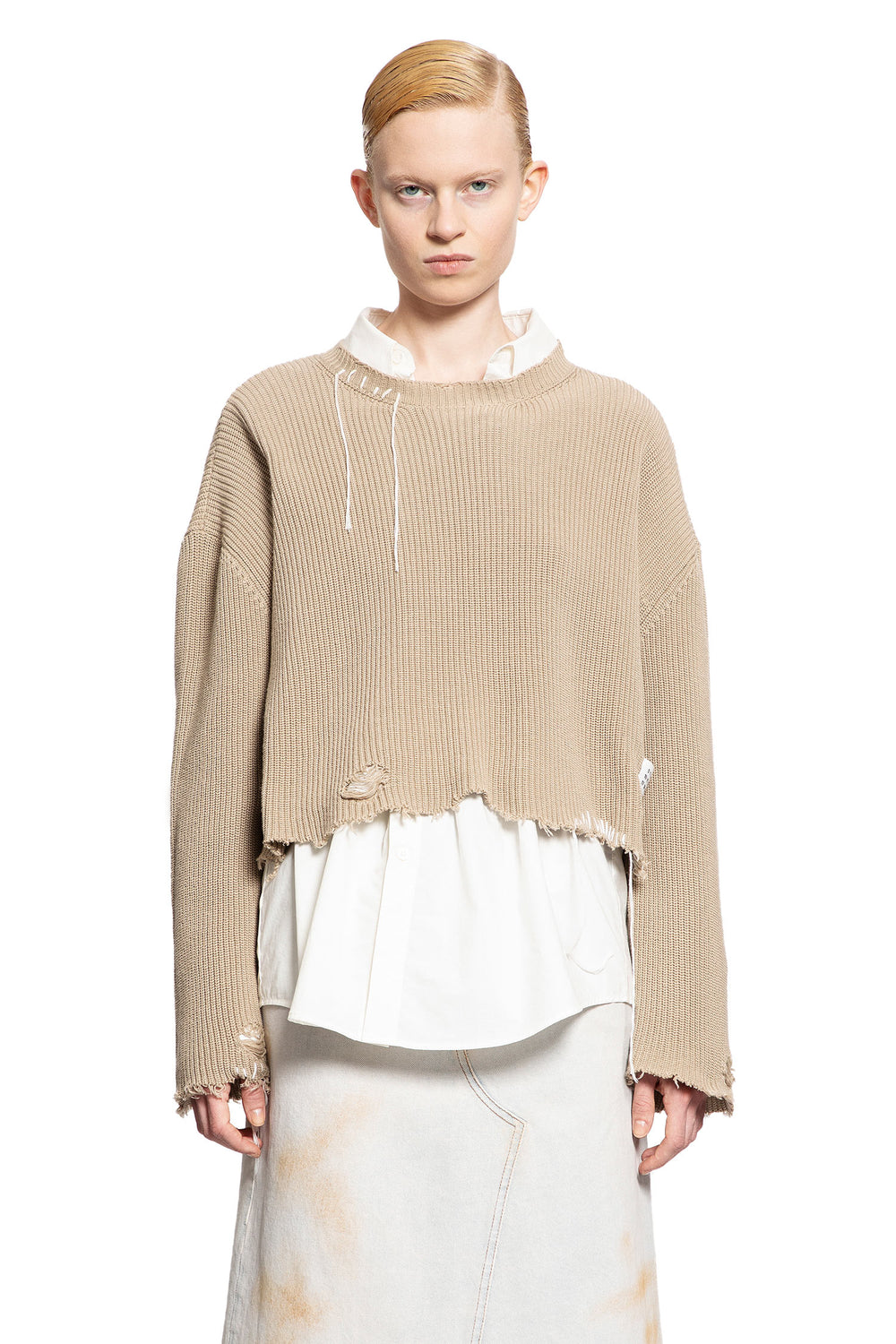 MM6 MAISON MARGIELA WOMAN BEIGE KNITWEAR