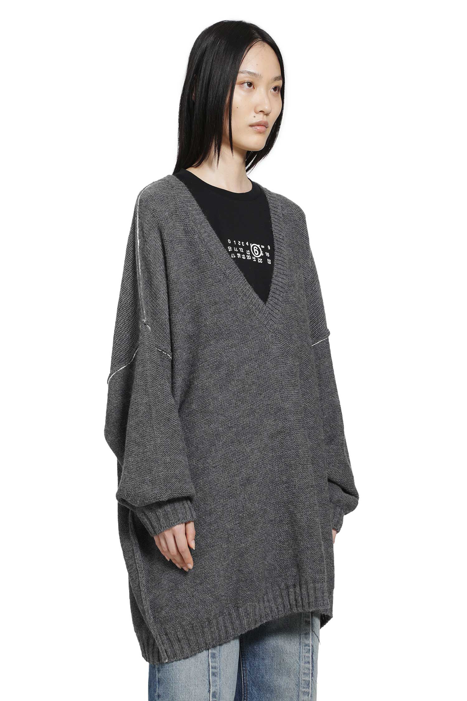 MM6 MAISON MARGIELA Wool Alpaca V-Neck Sweater woman