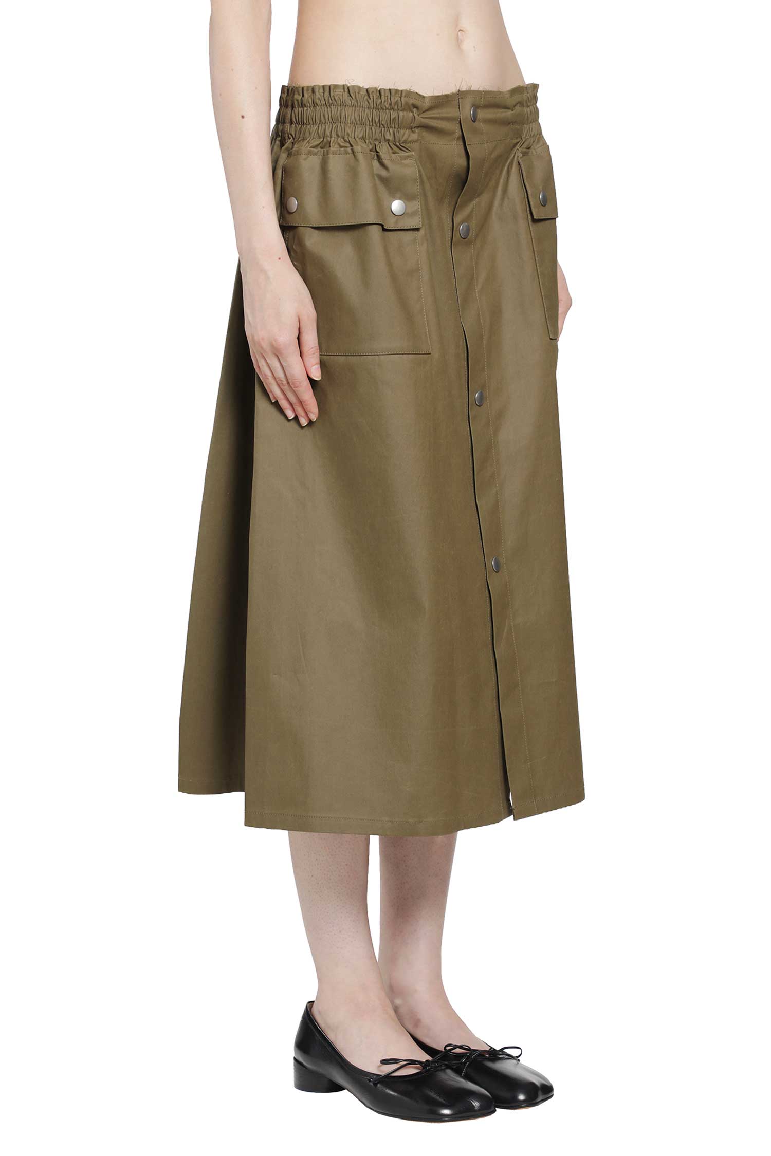 MM6 MAISON MARGIELA Coated Cotton Midi Skirt woman