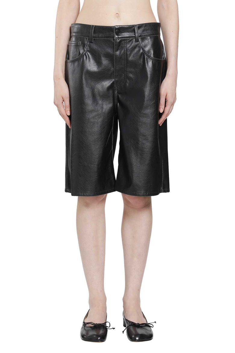 
              MM6 MAISON MARGIELA Leather-effect Bermuda Shorts woman
            