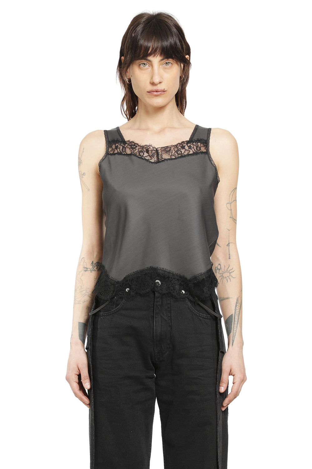 MM6 MAISON MARGIELA Lace Trim Top woman