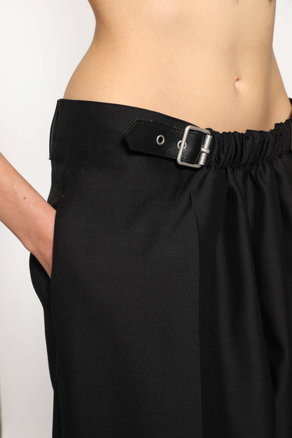Belted Trousers in Wool and Silk