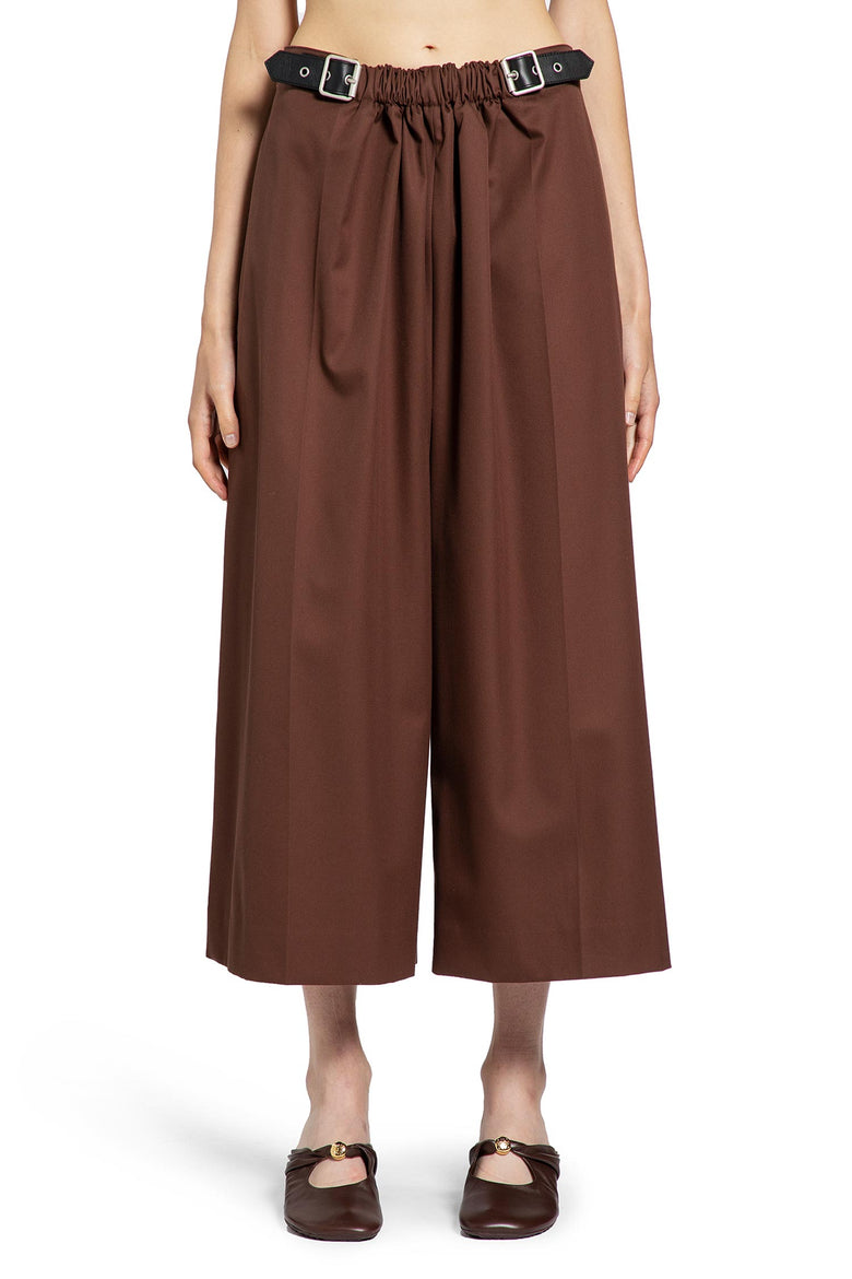 Cropped Belted Trousers in Cotton and Silk