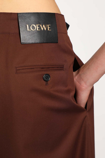 Cropped Belted Trousers in Cotton and Silk