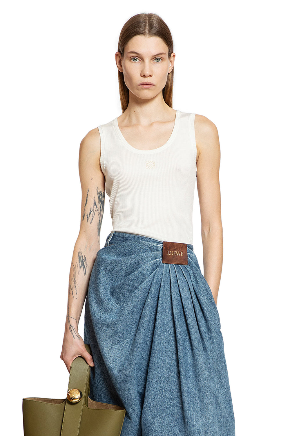 LOEWE WOMAN WHITE T-SHIRTS & TANK TOPS