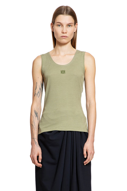 LOEWE WOMAN GREEN T-SHIRTS & TANK TOPS