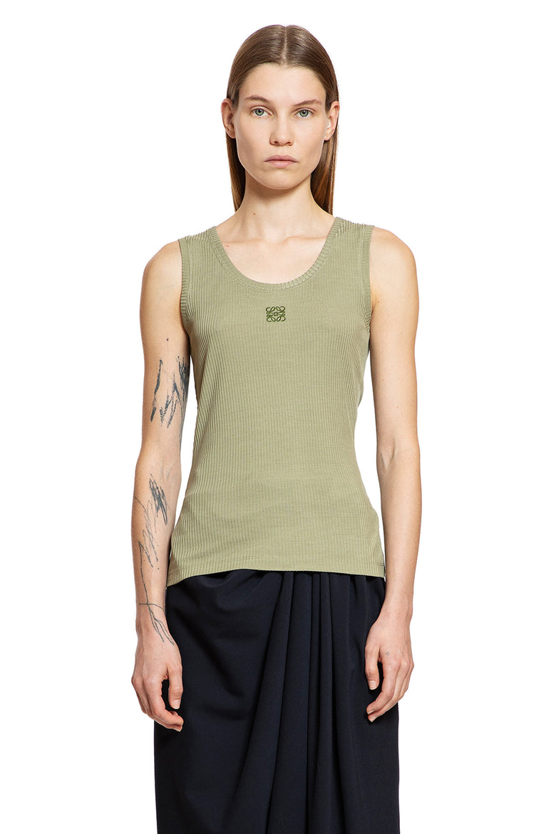 LOEWE WOMAN GREEN T-SHIRTS & TANK TOPS