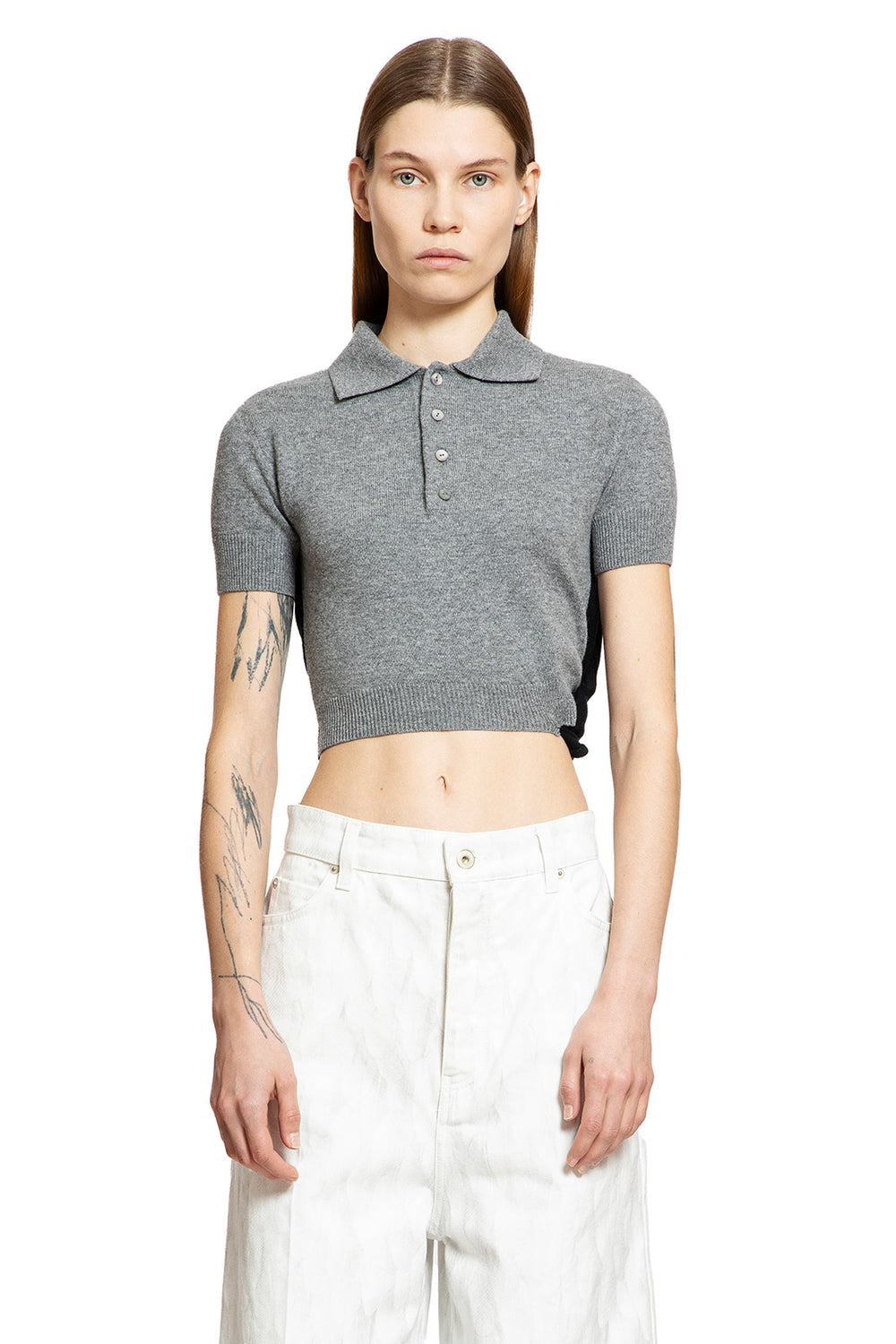 LOEWE WOMAN GREY T-SHIRTS & TANK TOPS