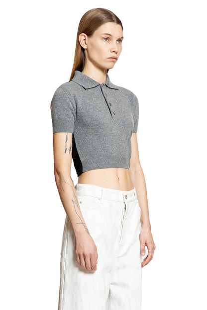 LOEWE WOMAN GREY T-SHIRTS & TANK TOPS