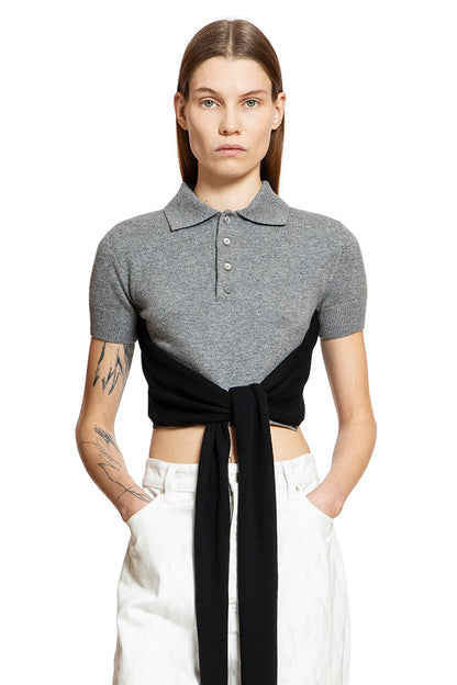 LOEWE WOMAN GREY T-SHIRTS & TANK TOPS