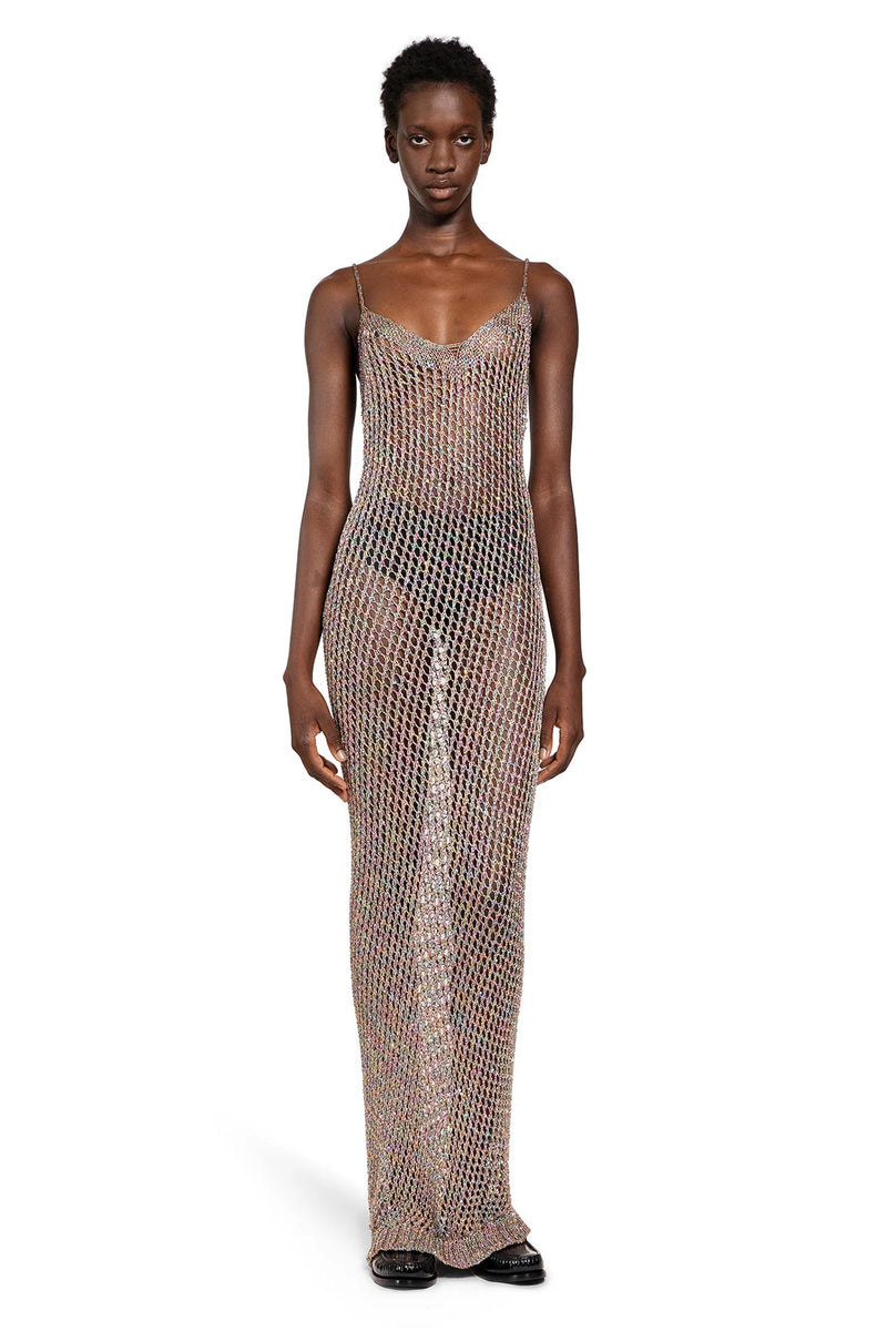 LANEUS Openwork Long Crochet Slip Dress woman