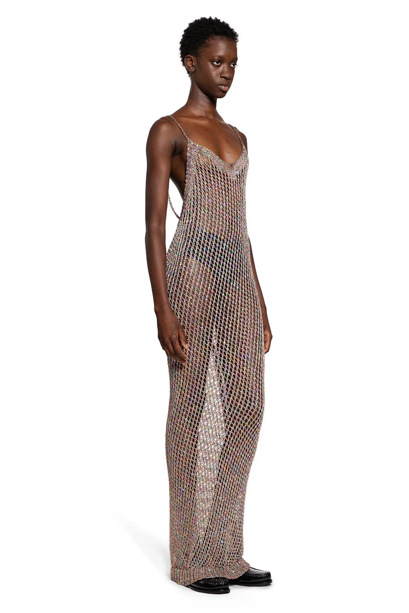 LANEUS Openwork Long Crochet Slip Dress woman