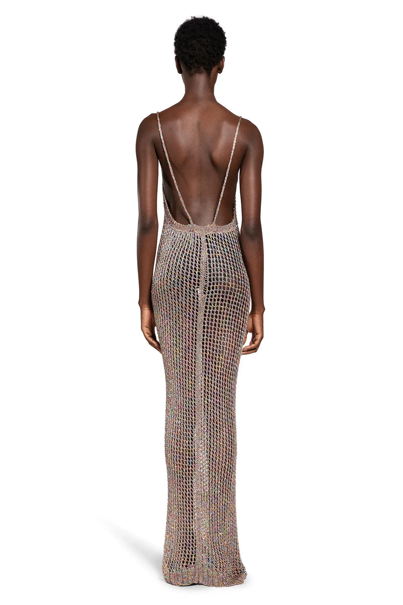 LANEUS Openwork Long Crochet Slip Dress woman