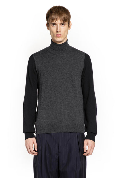 Two-Tone Wool Turtleneck Sweater