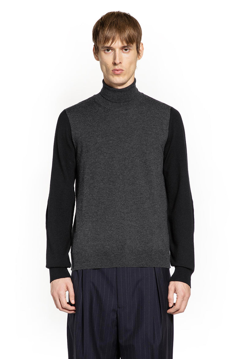 Two-Tone Wool Turtleneck Sweater