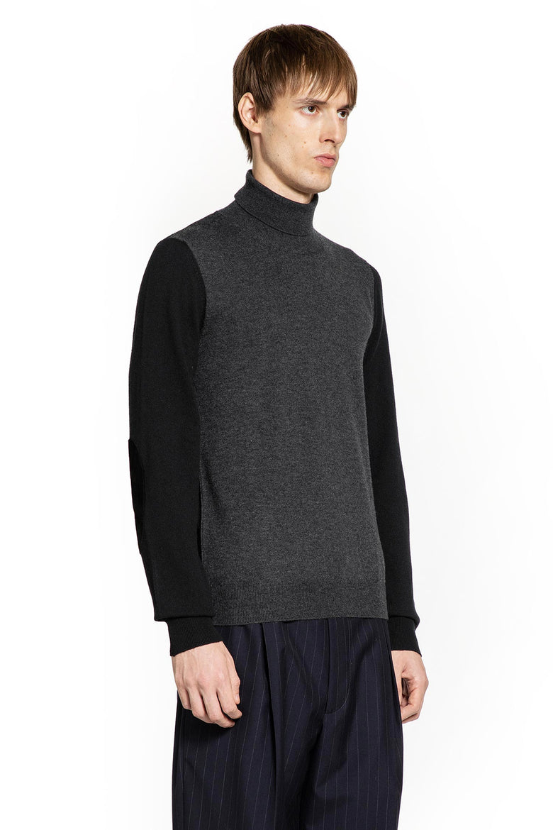 Two-Tone Wool Turtleneck Sweater