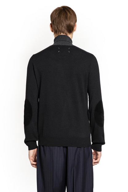 Two-Tone Wool Turtleneck Sweater