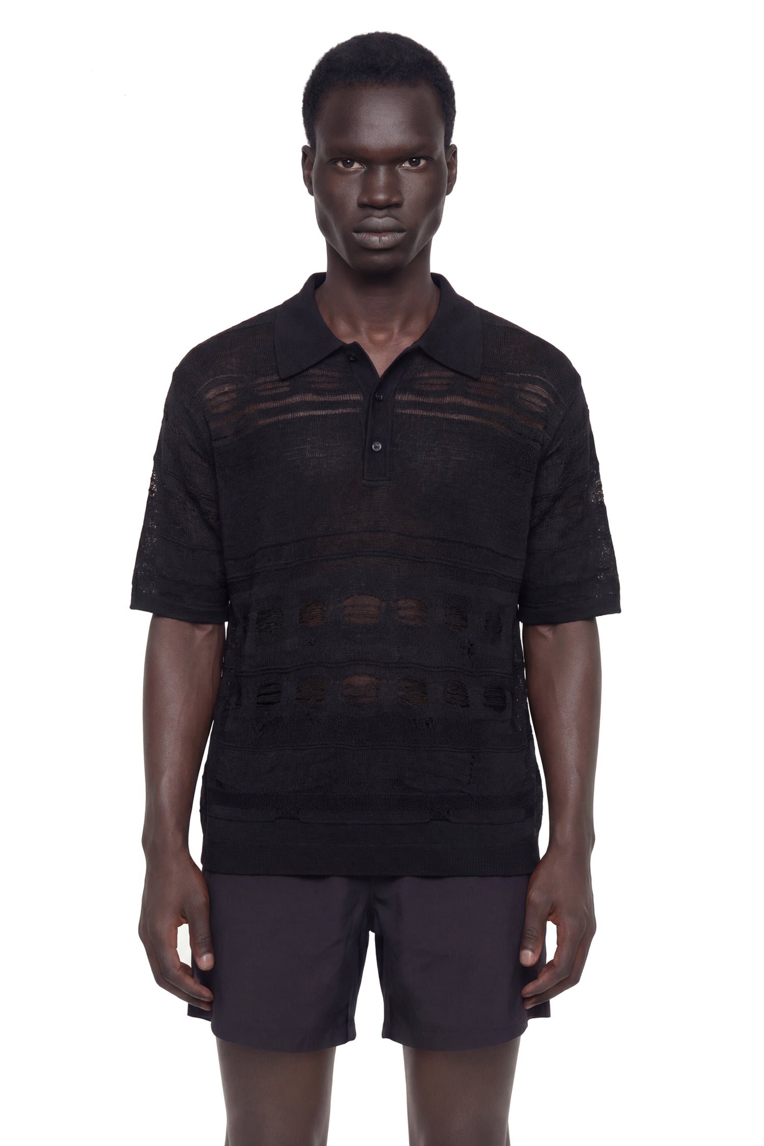 Lightweight Jacquard Knit Polo