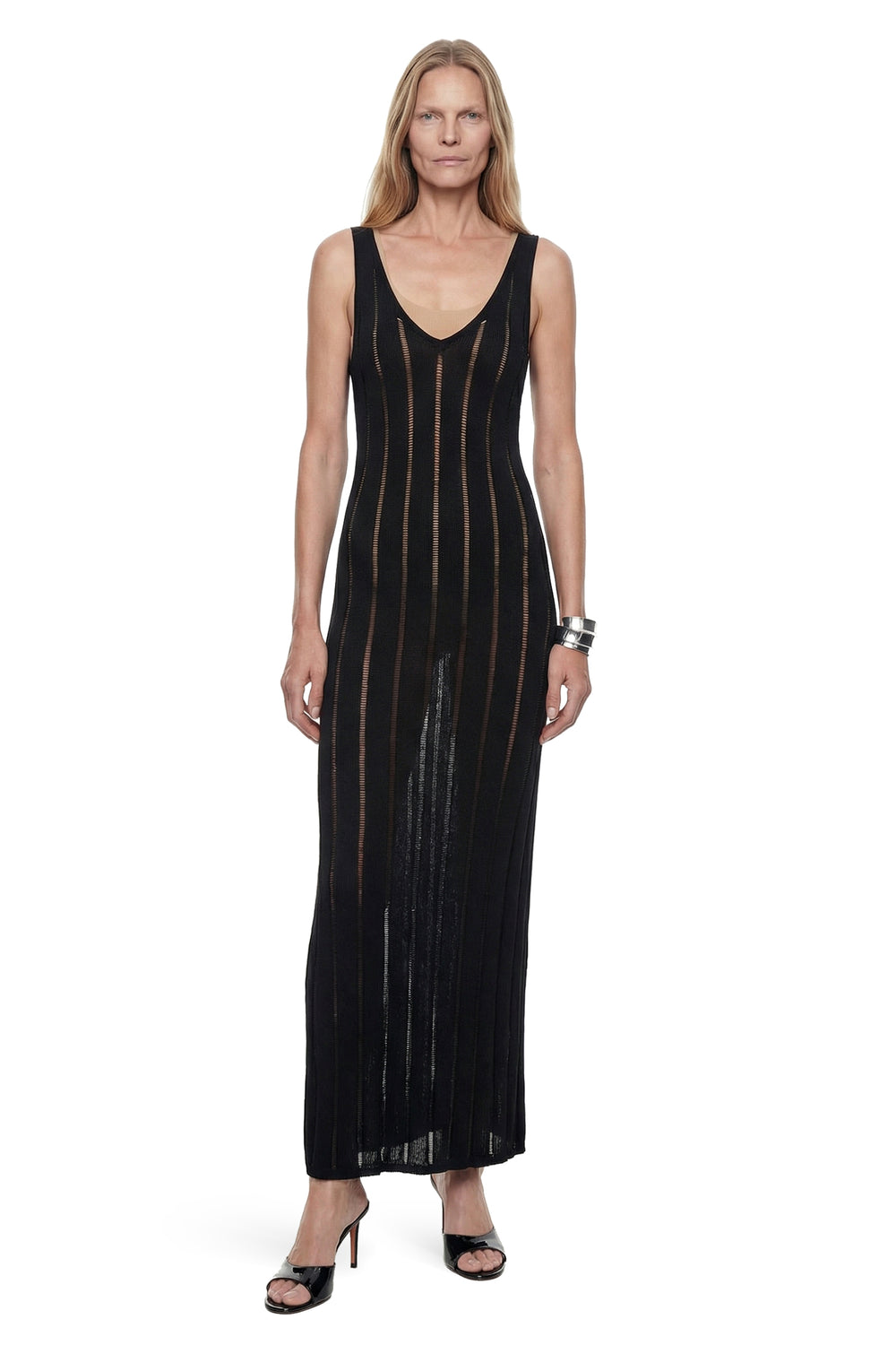 LANEUS Openwork Knit Long Dress woman