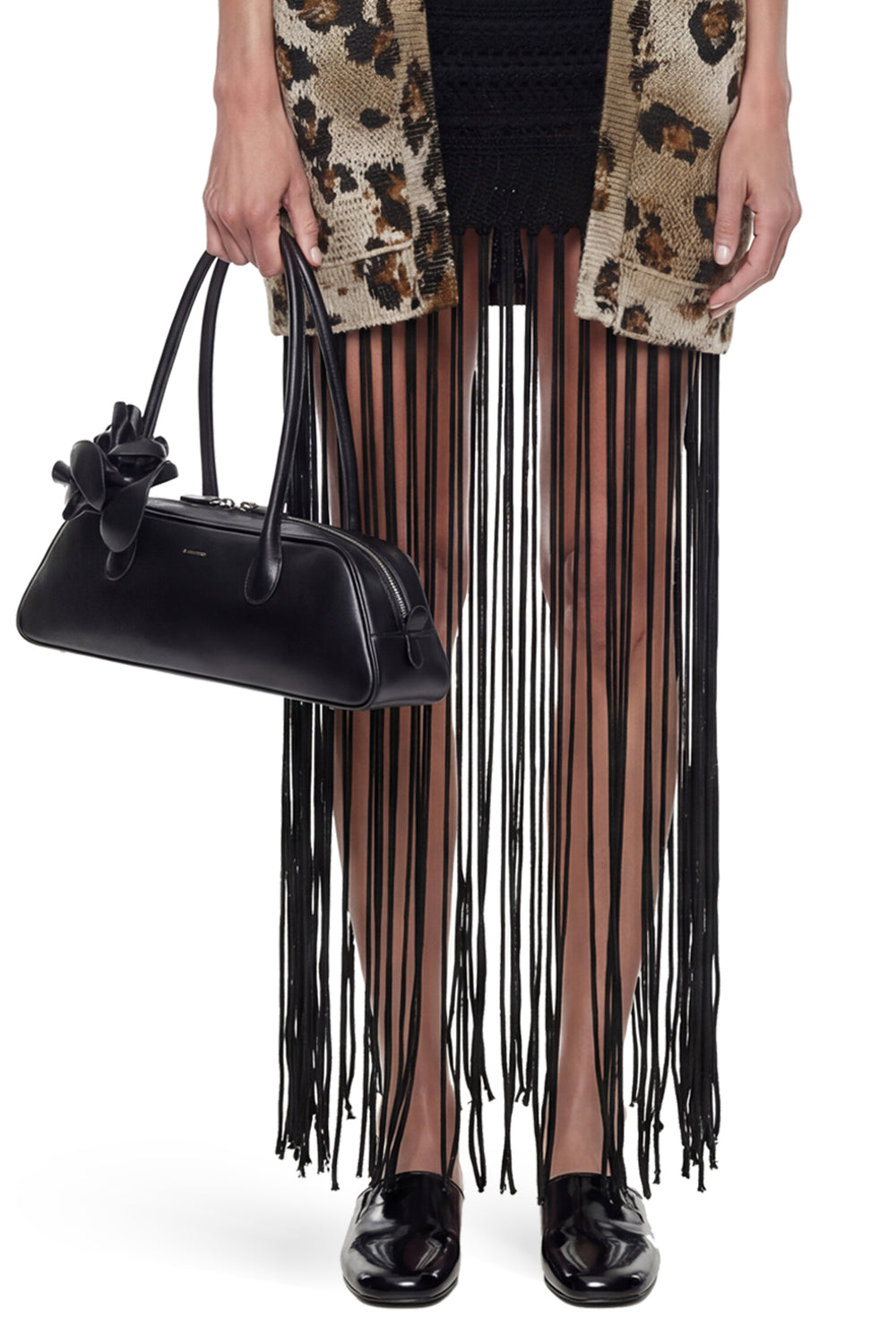 LANEUS Fringed Crochet Knit Skirt woman