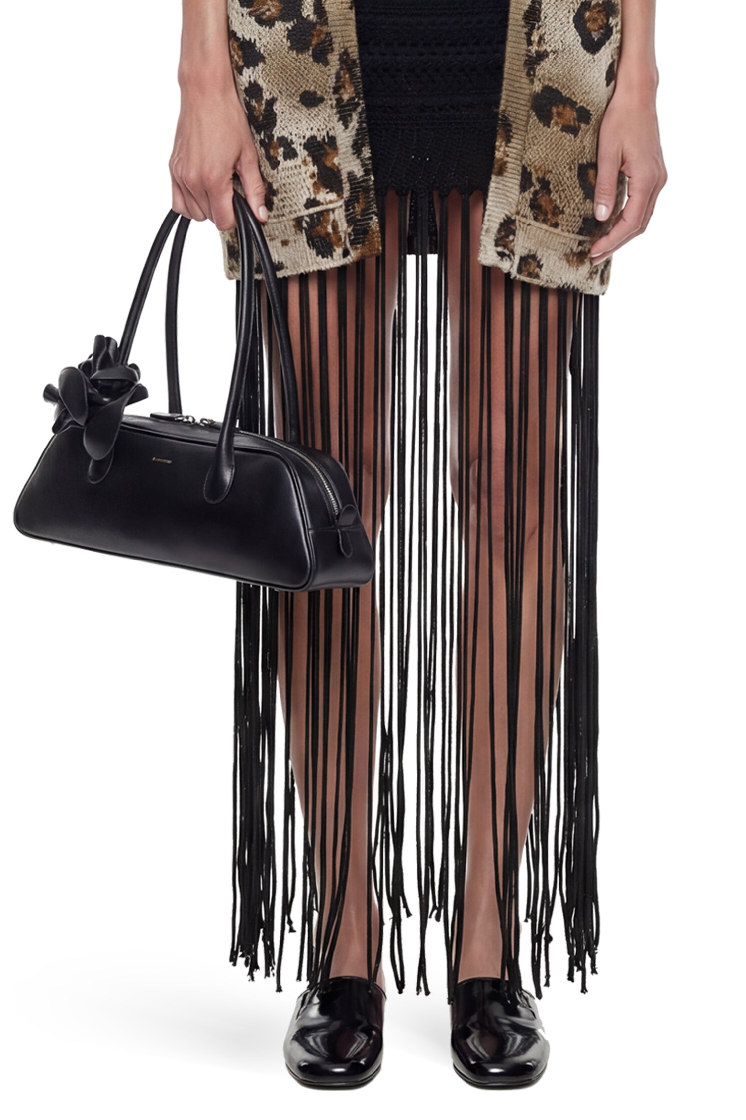 Fringed Crochet Knit Skirt