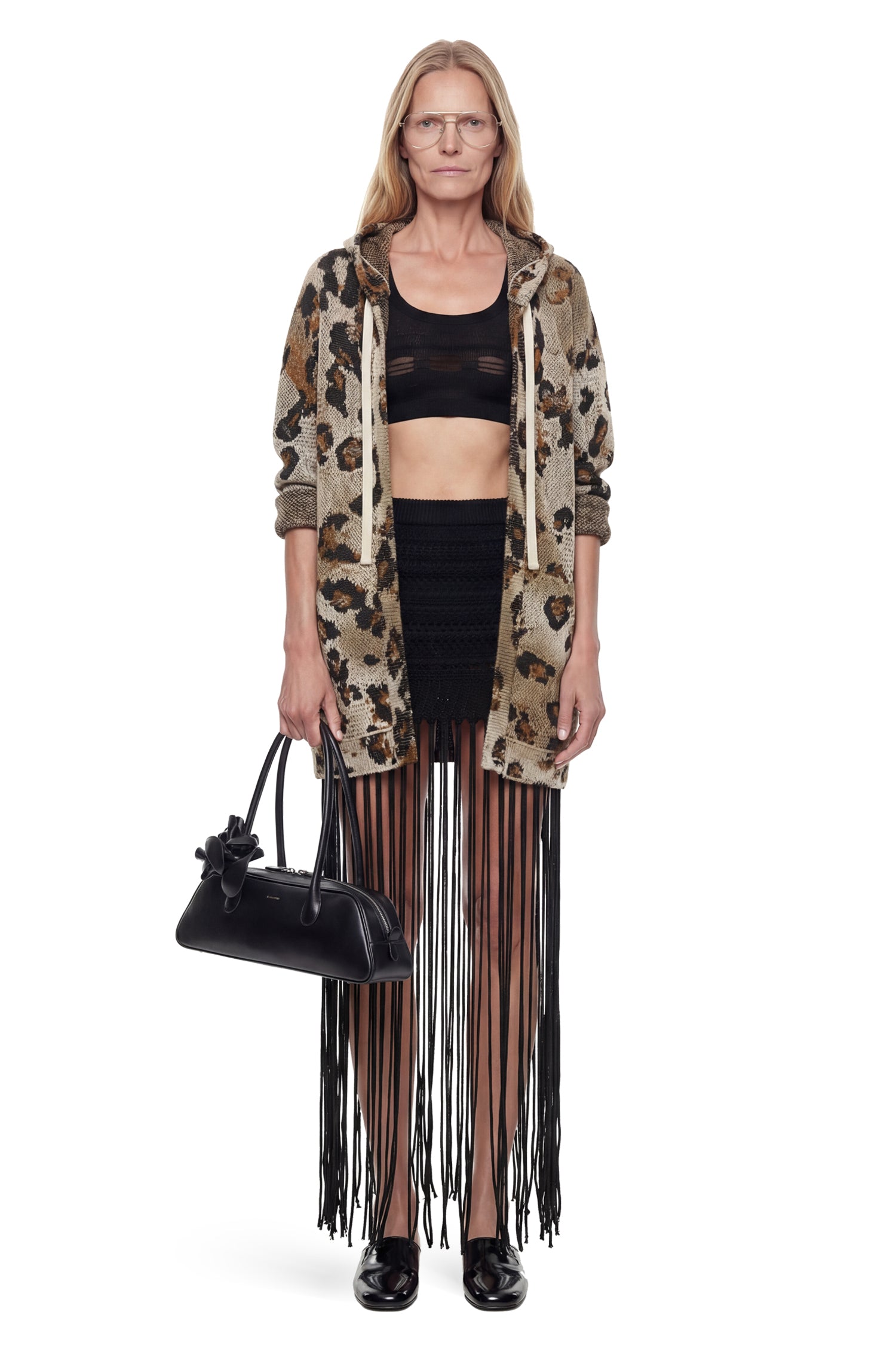 Fringed Crochet Knit Skirt