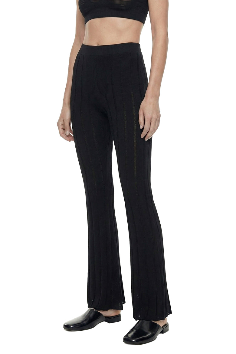 Ribbed Openwork Bootcut Lçeggings