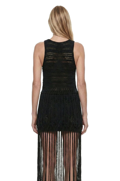 Fringed Crochet Knit Top