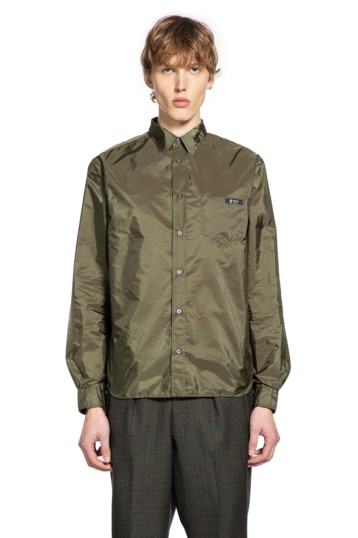 prada dress shirt Prada Re-nylon Shirt, Man, Black, Size S