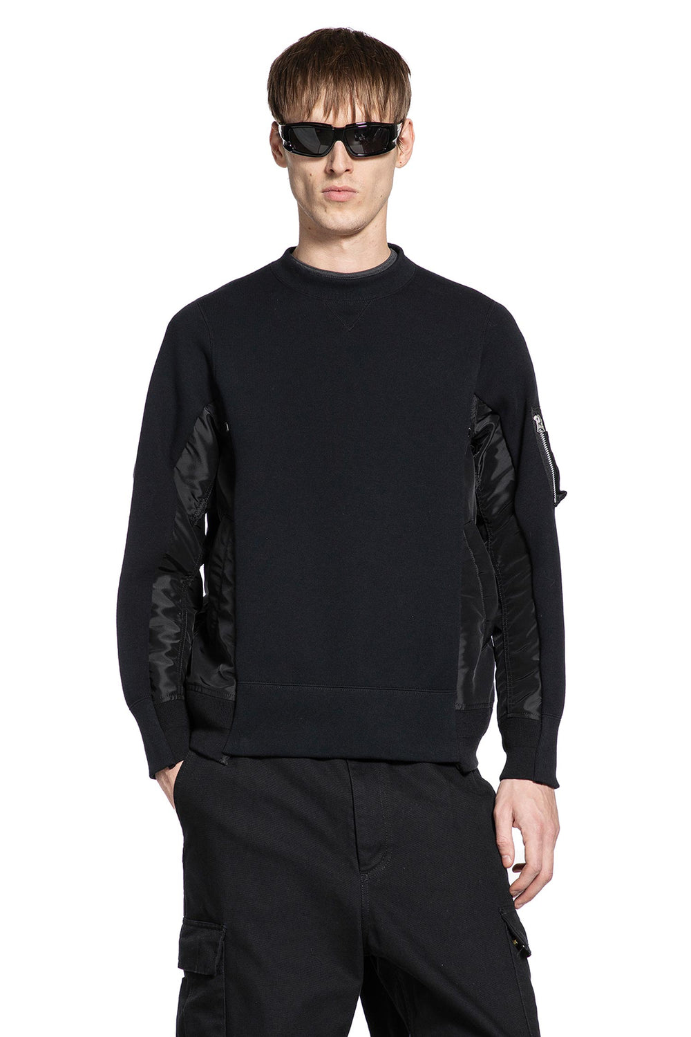SACAI Sponge Sweat x Nylon Twill Sweatshirt man
