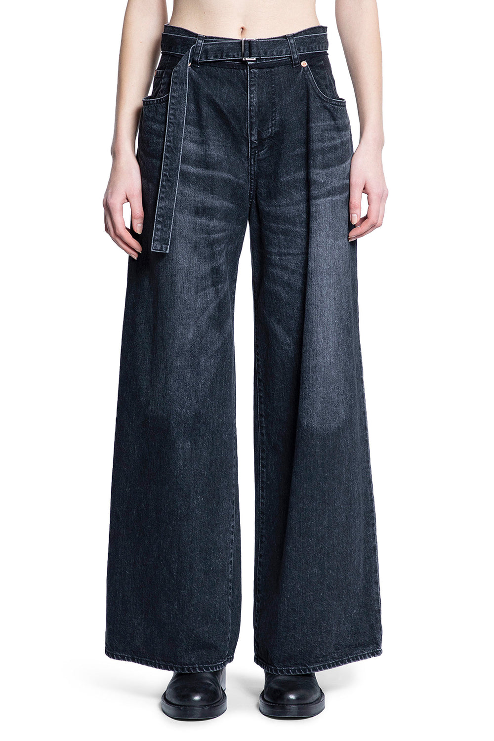 SACAI WOMAN BLACK JEANS