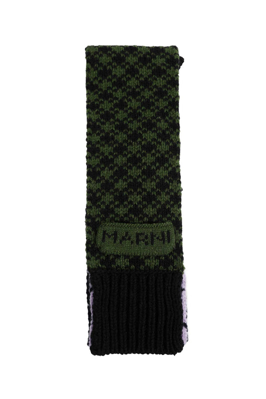 Geometric Wool Knit Scarf