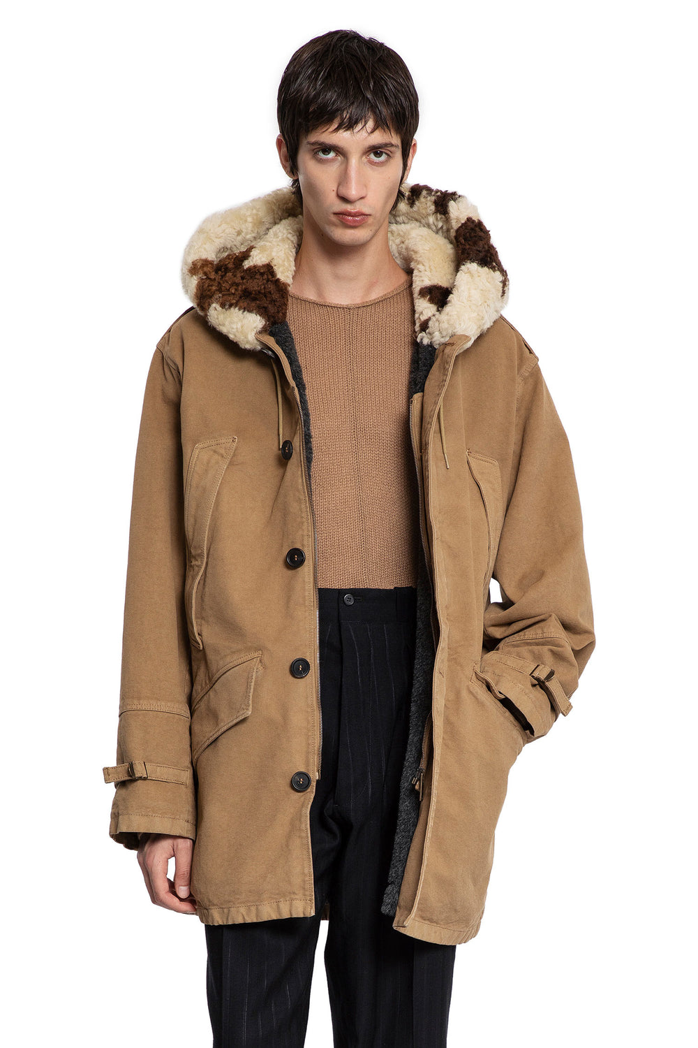 Canvas and Shearling Parka