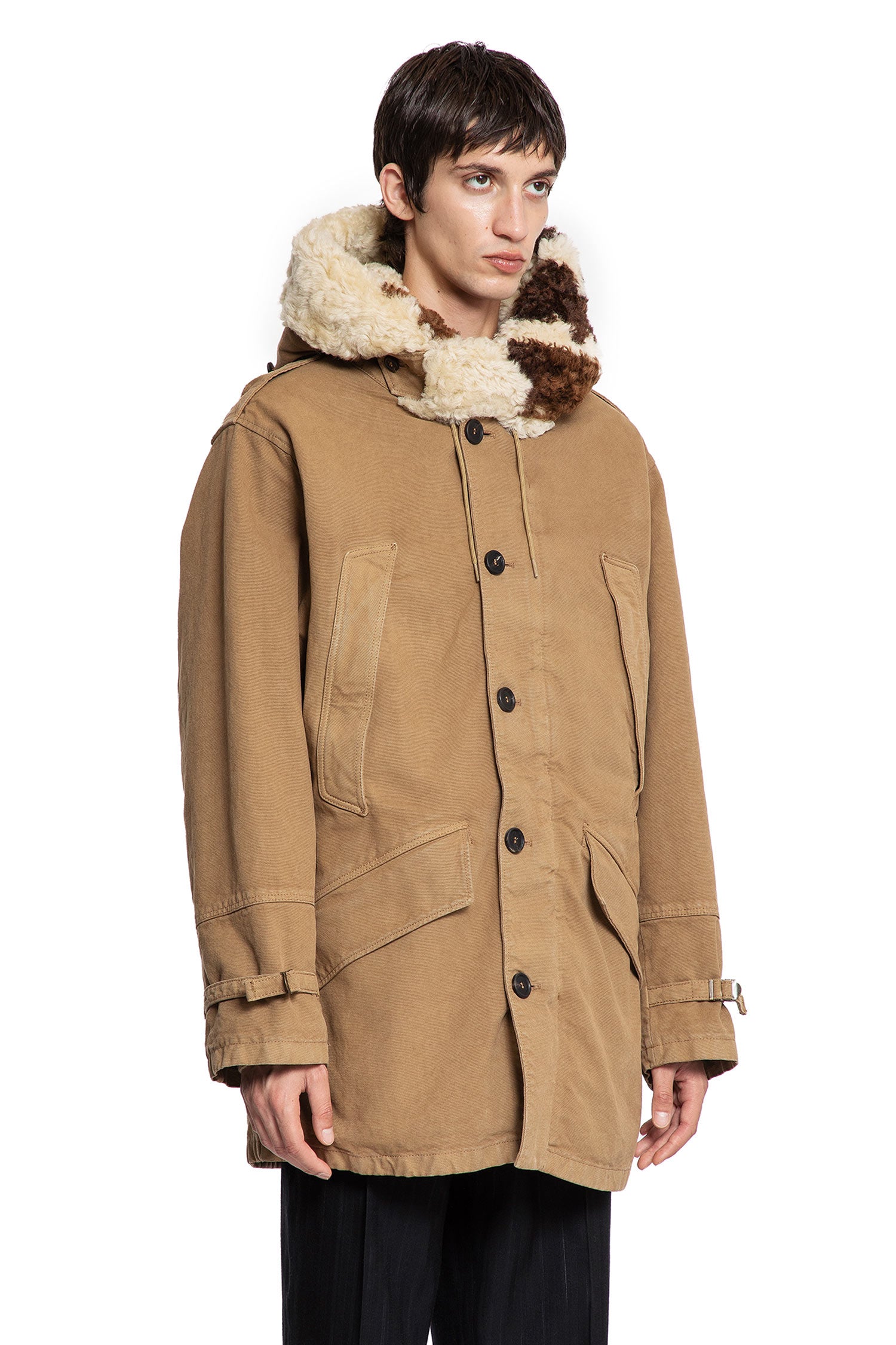Canvas and Shearling Parka