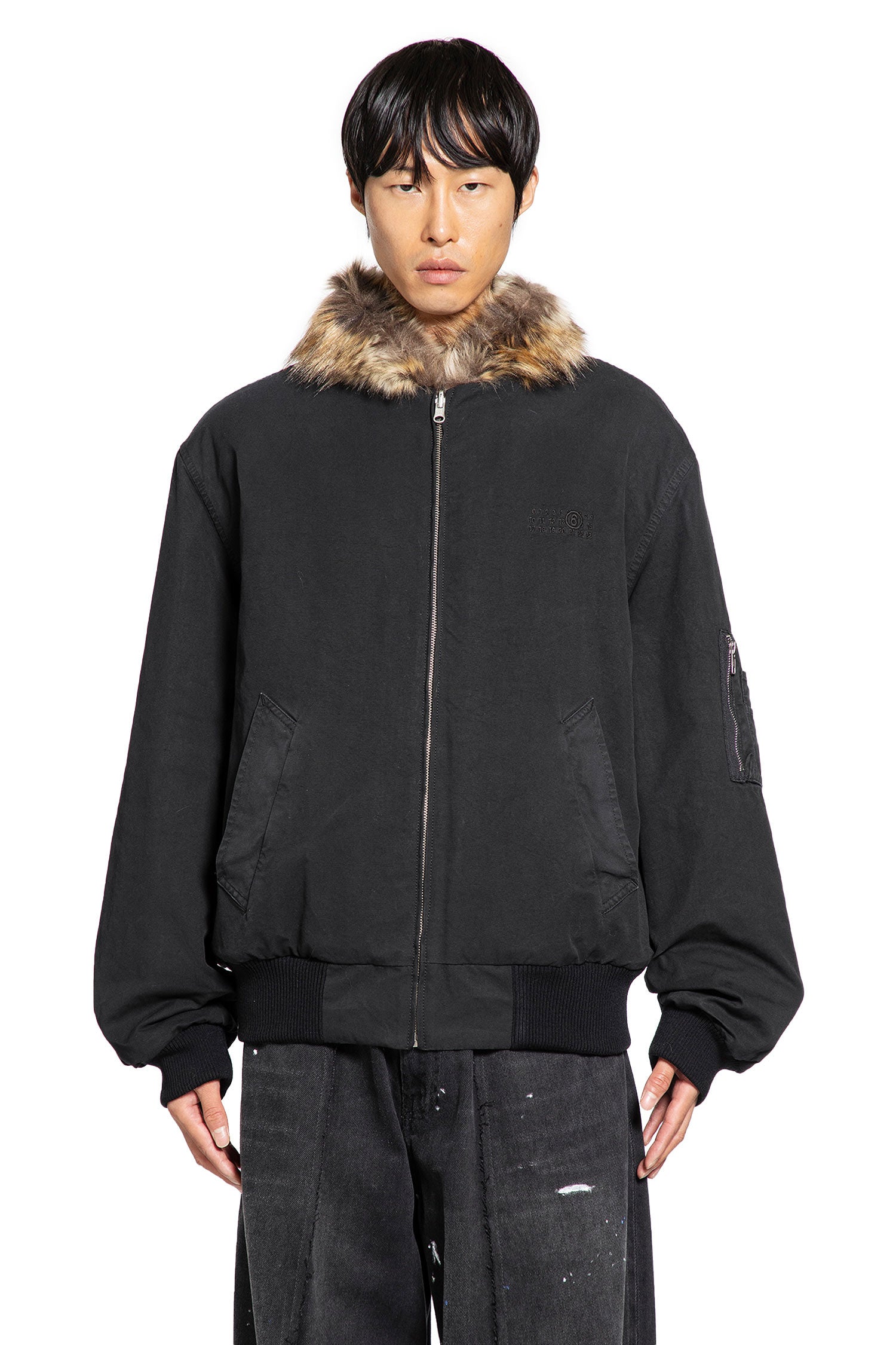 Cotton Bomber With Faux Fur Collar