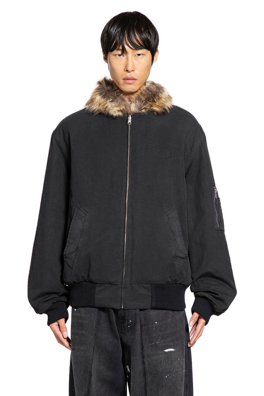 Cotton Bomber With Faux Fur Collar - Antonioli.eu