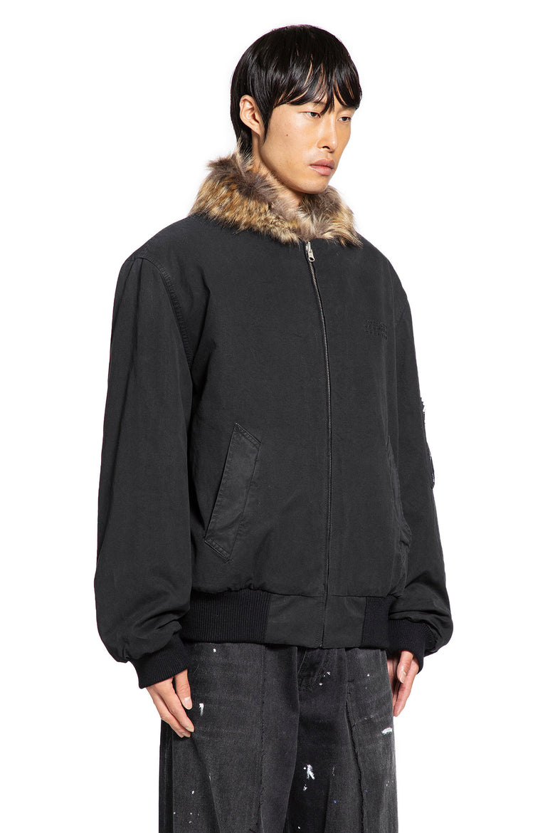 Cotton Bomber With Faux Fur Collar