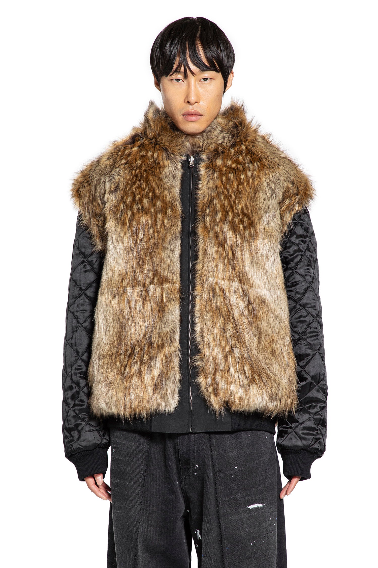 Cotton Bomber With Faux Fur Collar