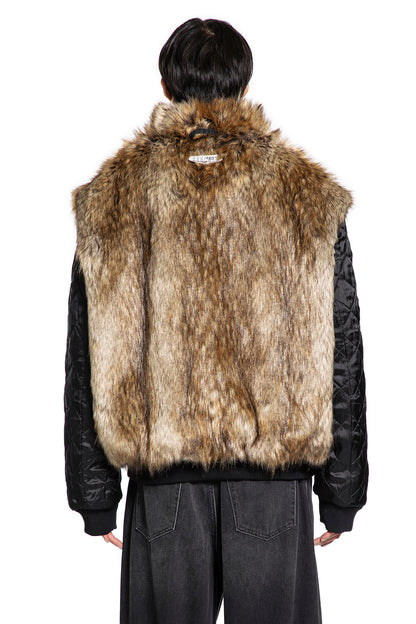 Cotton Bomber With Faux Fur Collar