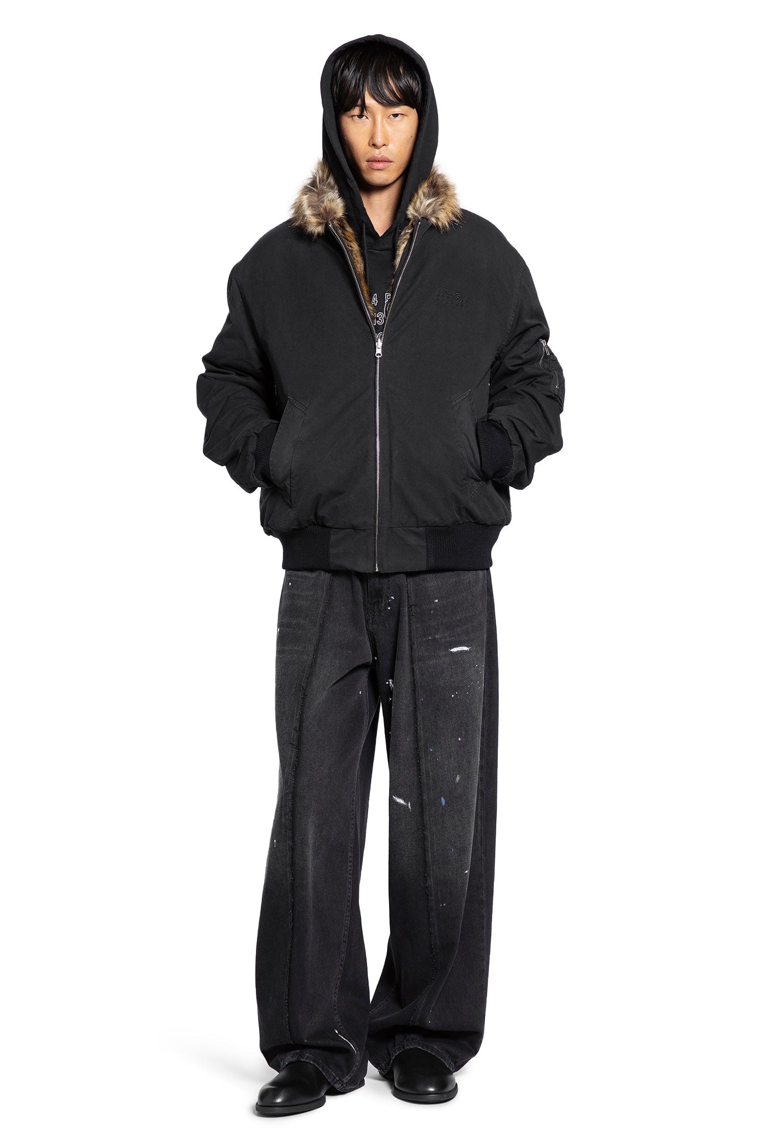 Cotton Bomber With Faux Fur Collar