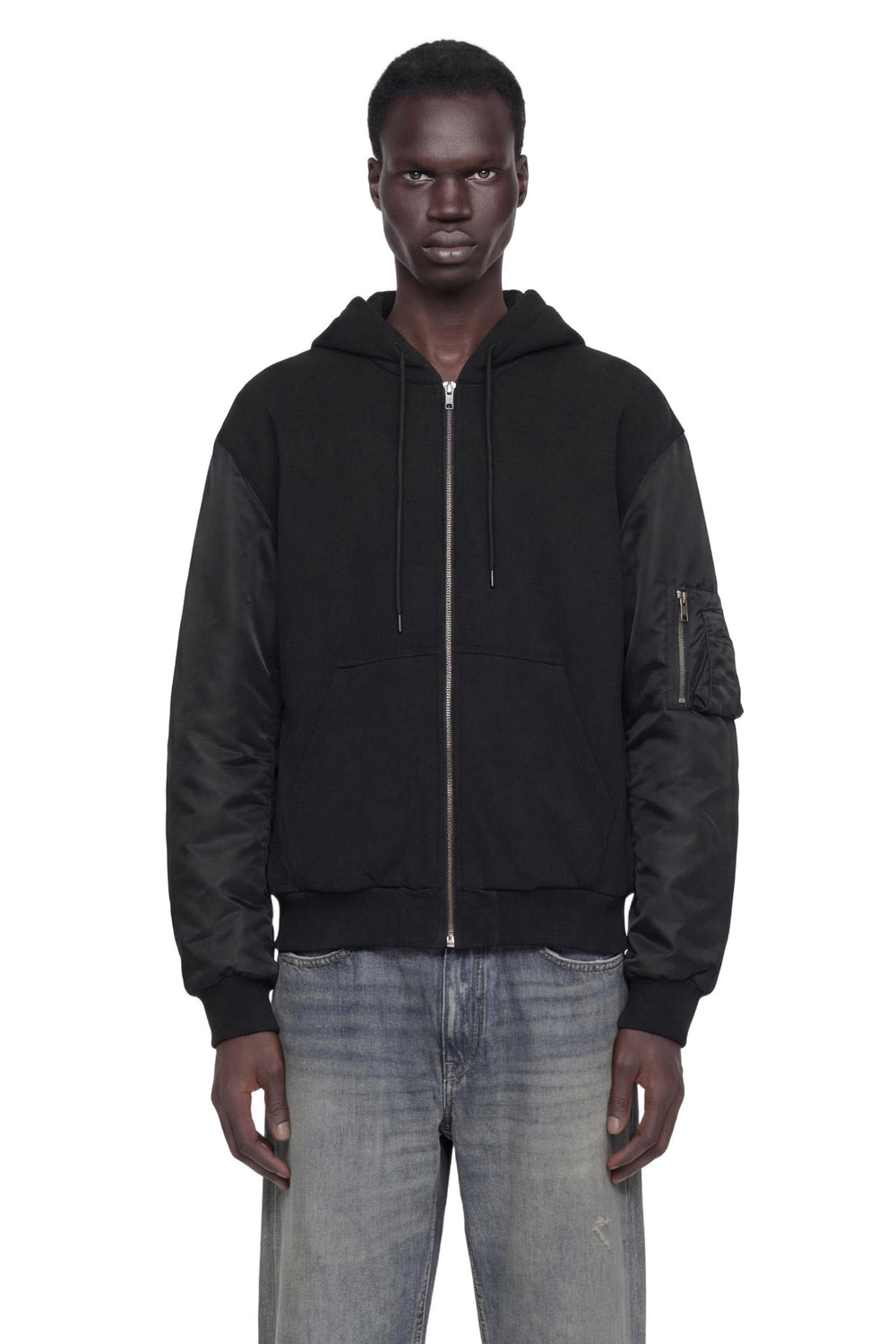 MM6 MAISON MARGIELA Jersey and Nylon Zip-Up Hoodie man