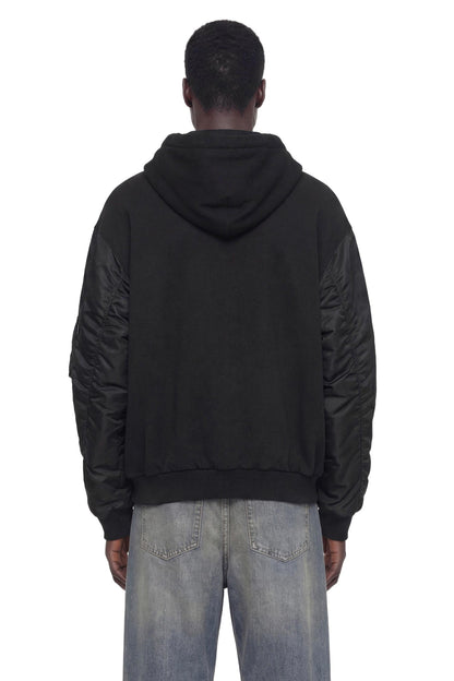 Jersey and Nylon Zip-Up Hoodie