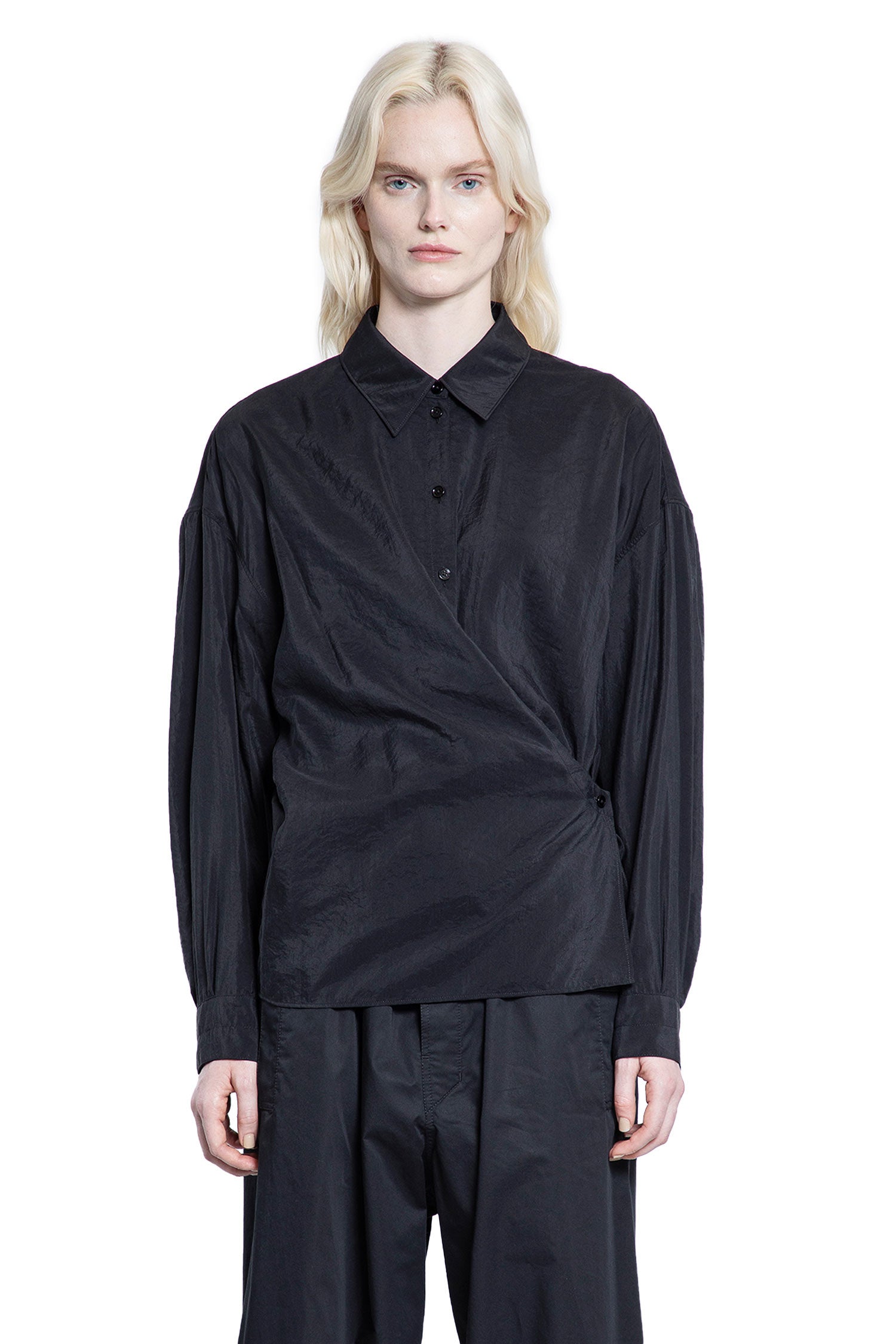 Straight Collar Twisted Shirt