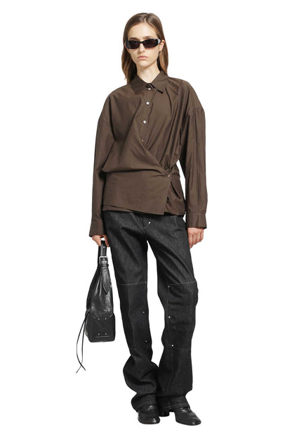 Straight Collar Twisted Shirt