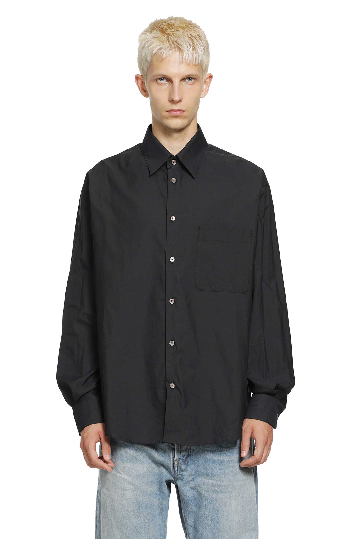 Regular Cotton and Silk Blend Shirt