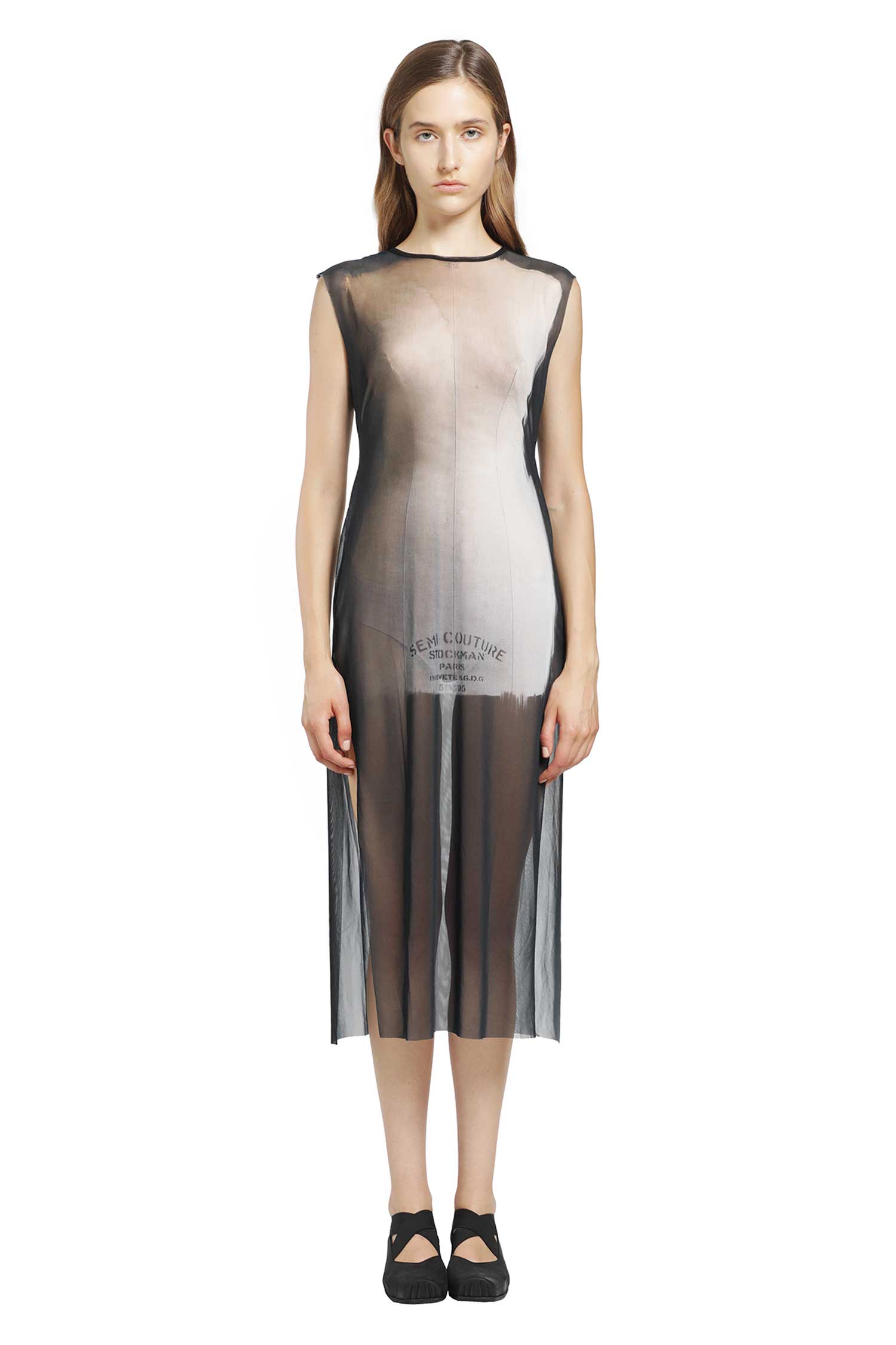 Sheer Semi Couture Dress with Slits