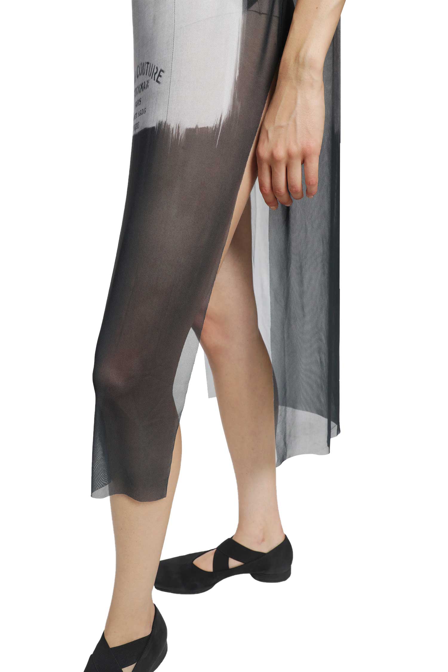 Sheer Semi Couture Dress with Slits
